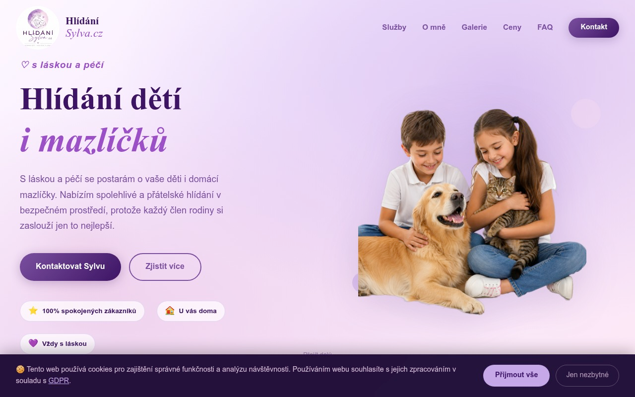 Hlídání Sylva – ukázka webu